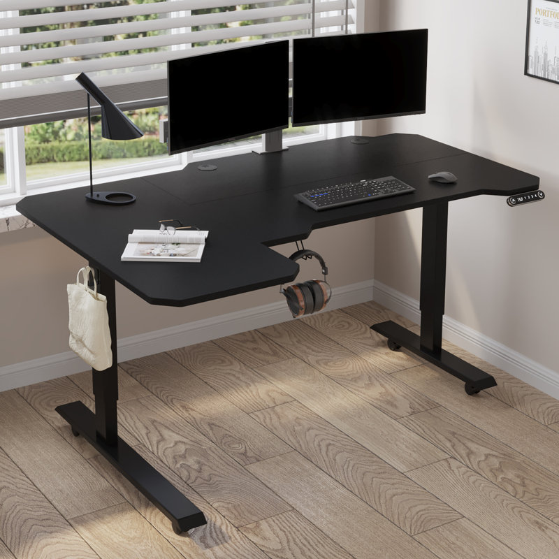 Inbox Zero Daycia Height Adjustable LShape Standing Desk & Reviews